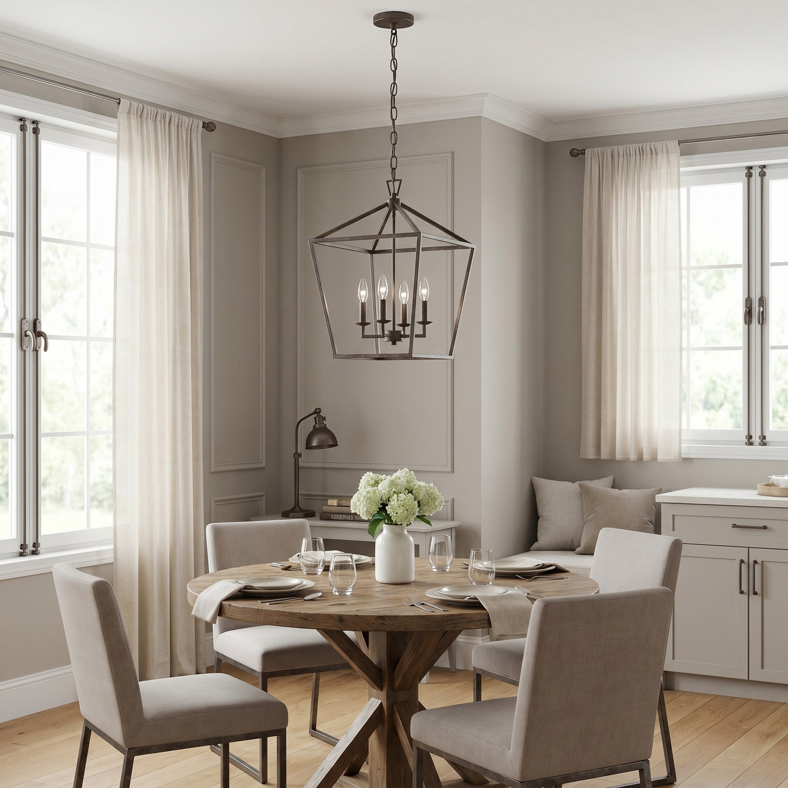 Maribel Dimmable 4-Light Pendant, 96.25" H x 25" W x 25" D, Aged Iron
