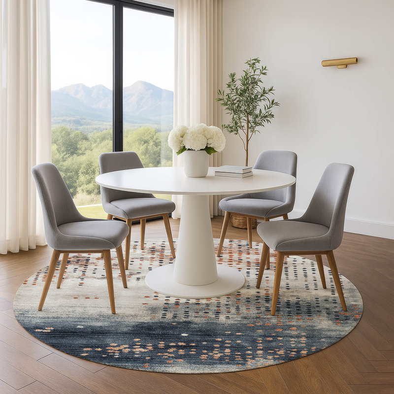 Premium Machine Washable Mouton Geometric Rug, Round 8'