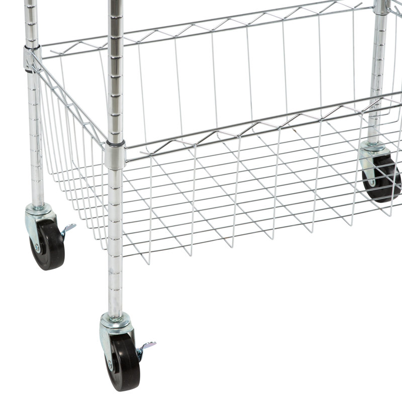 Chrome 4-Tier Industrial Utility Cart with Casters