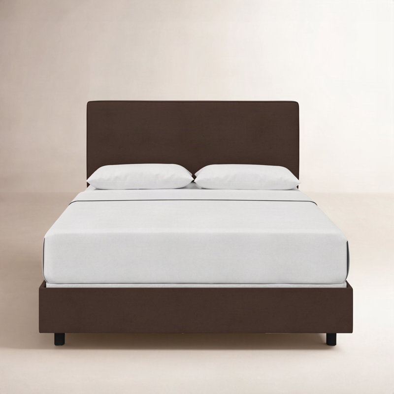 Lit tapissier standard en coton Marquise, Lit simple, Velours chocolat classique