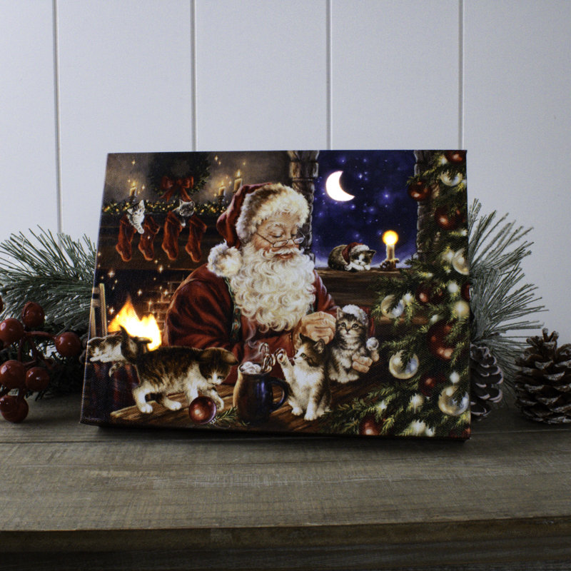 Irick - Toile de table illuminée 8 x 6 avec amis du Père Noël