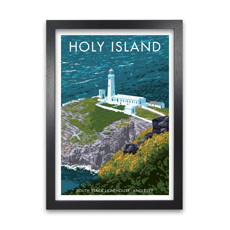 Holy Island by Stephen Millership - Print, 84.1 cm H x 59.4 cm W x 5 cm D, Black