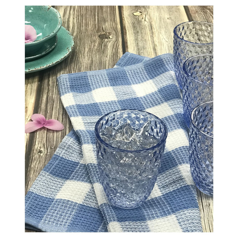 Verres en diamant taillés en acrylique, Bleu, 12 oz liq.