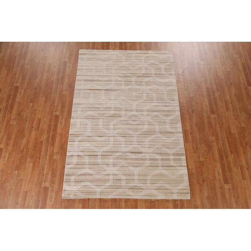 Tapis oriental géométrique Gabbeh noué à la main 5 x 8