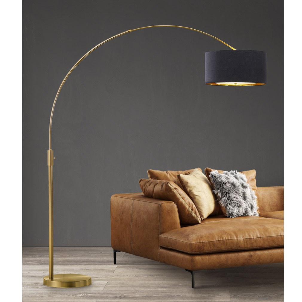 Ponsell 81'' Brushed Brass Arched Floor Lamp Mercer41 Shade