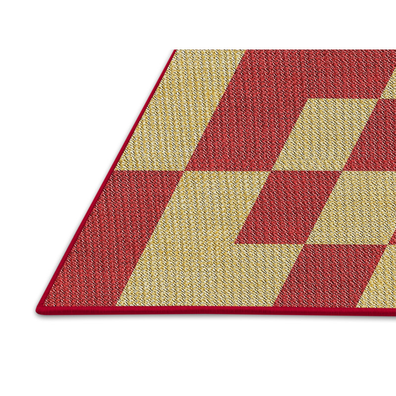 Tapis géométrique rouge / jaune, Rectangle 6 pi x 9 pi