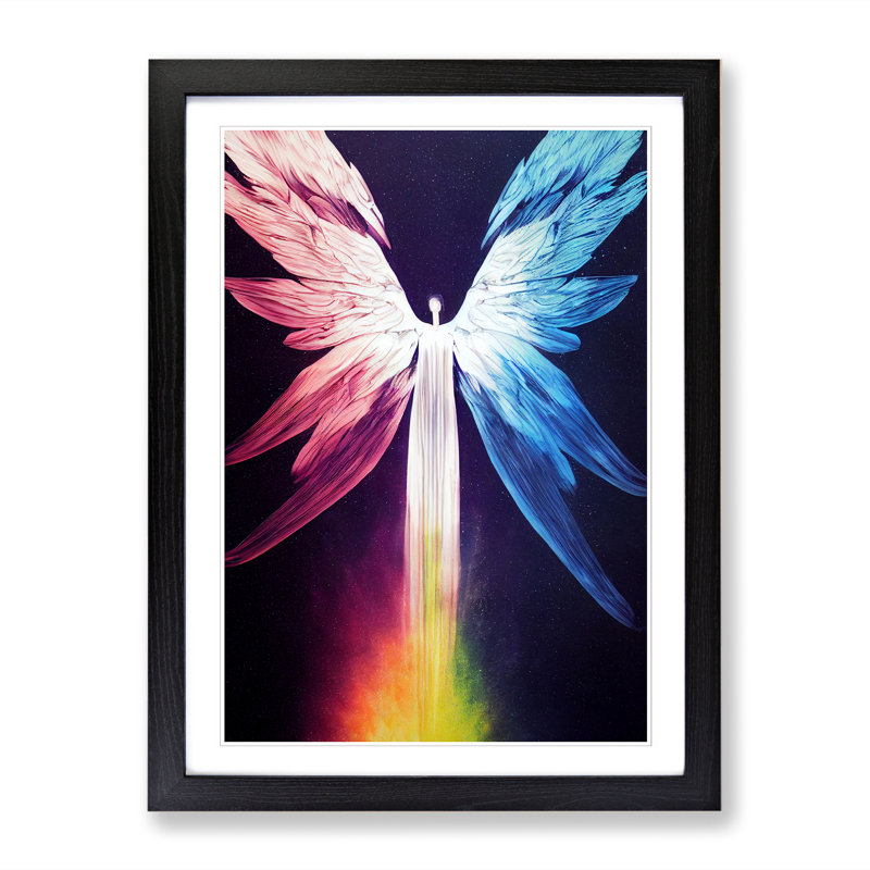 FRM-V0523-81X Angel Hydrodipped Vol.1 1 Piece Single Picture Frame Wall Art, 64cm H x 46cm W x 2cm D, Oak Framed