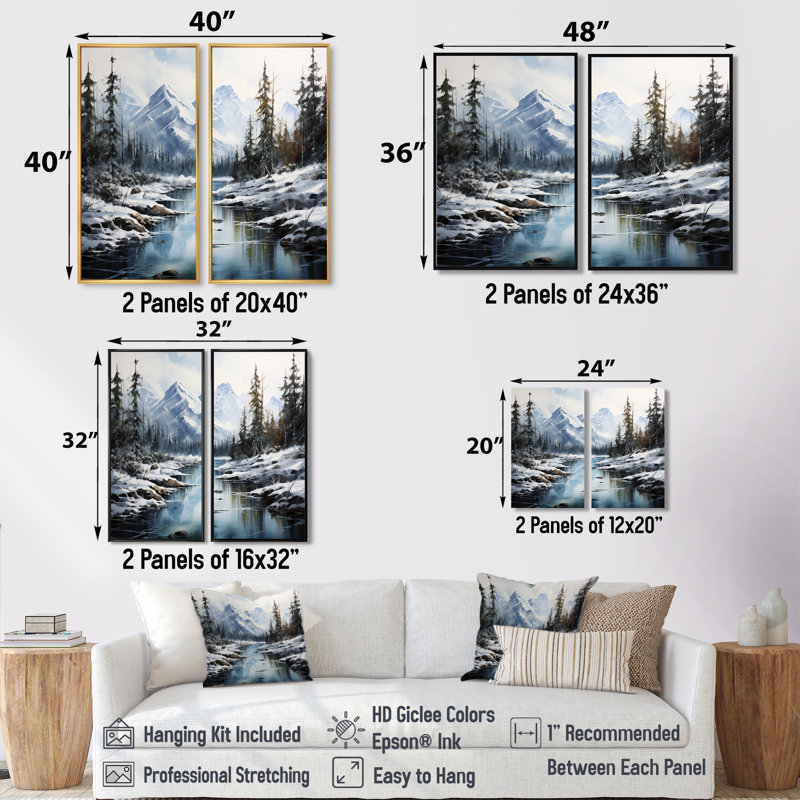 Canada Misty Mountain Majesty IV - art mural traditionnel, 36" H x 48" W, Impression encadrée flottante, Black