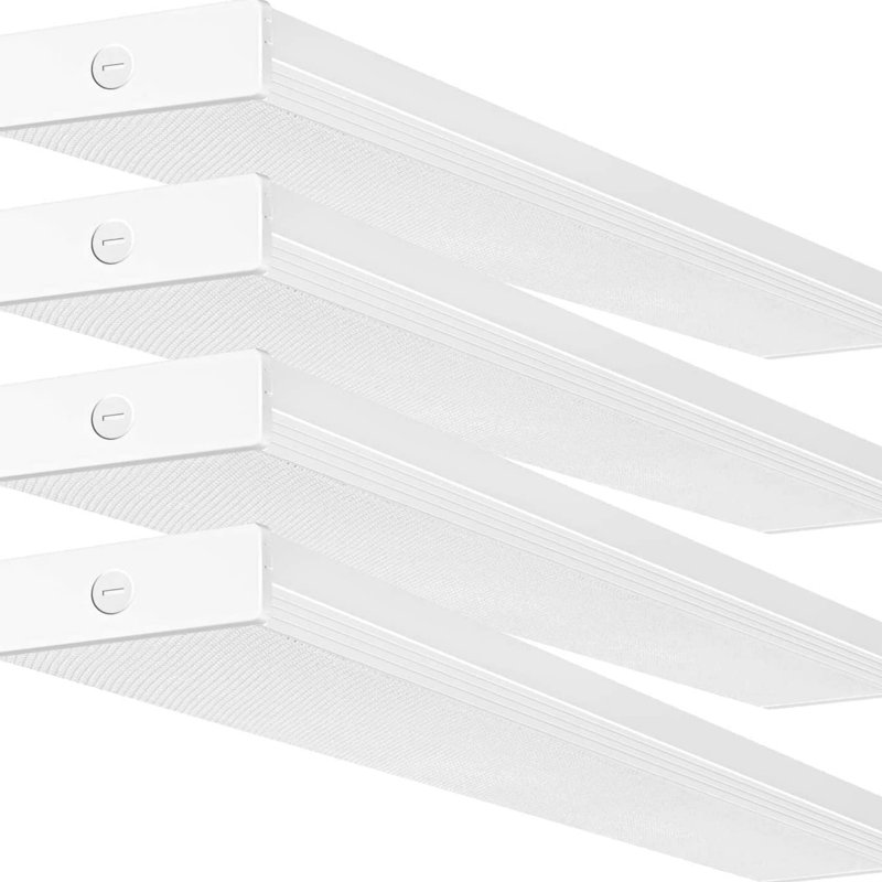 Ensemble de 4 ampoules à DEL 4 pi avec 3 watts / 3 lumens / 3 cct sélectionnables, 55 W / 65 W / 75 W, 5500 Lm / 6500 Lm / 7500Lm, 3000K / 4000K / 5000K, 4 lumières à DEL, plafonnier de bureau
