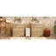 Double meuble-lavabo double en céramique avec cadre en bois naturel pour salle de bain moderne