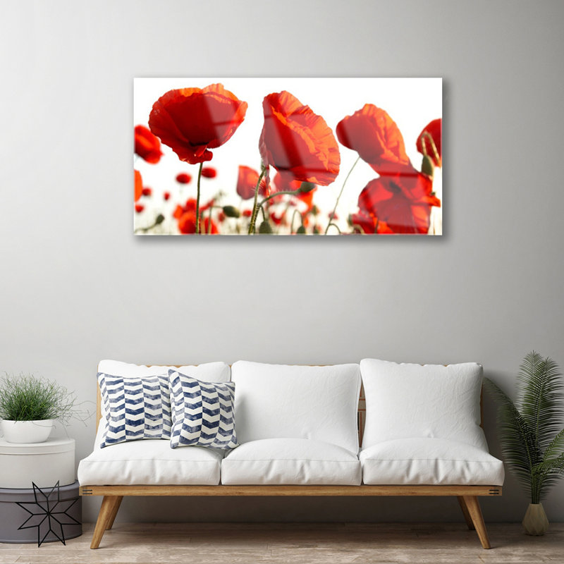 Floral Poppies - Unframed Photograph on Glass