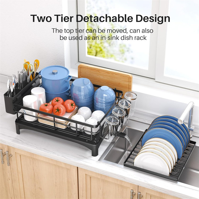 Large Stainless Steel 2-Tier Dish Drying Rack