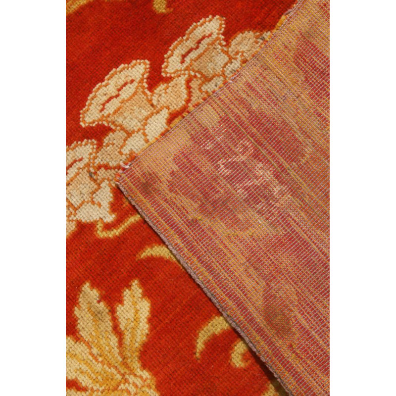 Hand Knotted Wool Floral Area Rug in Red/Yellow
