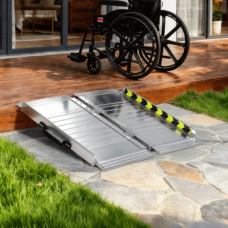 Magshion Aluminum Wheelchair Ramp Non-Skid 800 Lbs Capacity Foldable ...