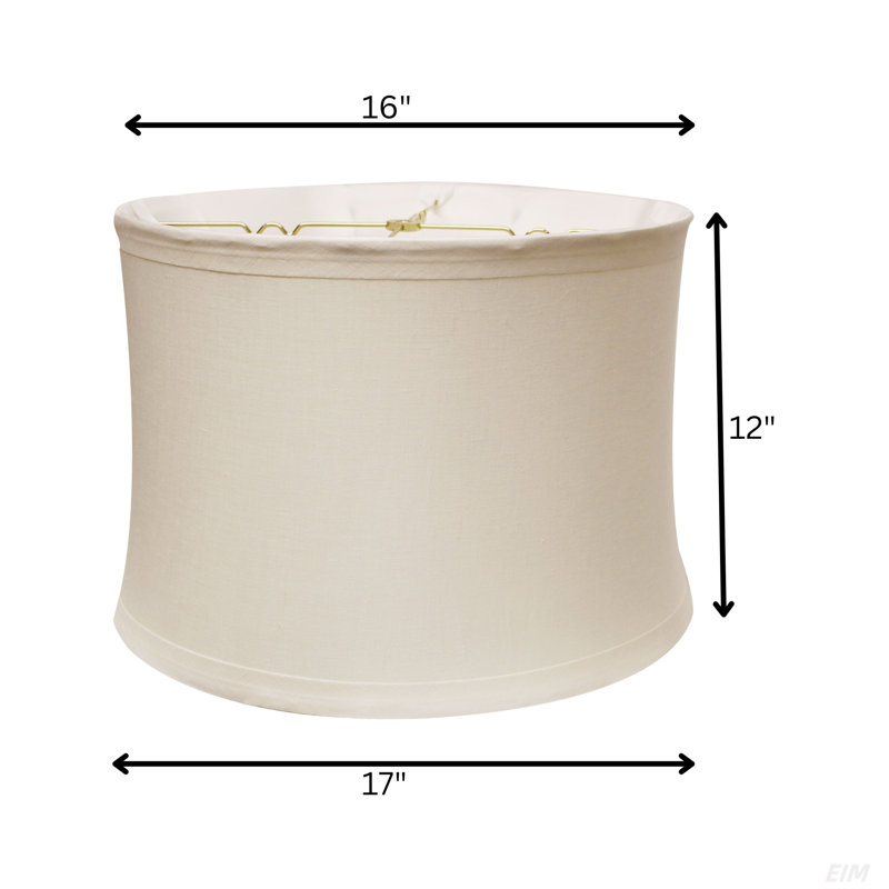 16 po en haut x 17 po en bas x 12 po de hauteur, tambour sans étreinte avec abat-jour souple à garniture de 1 po avec garniture de rondelle, abat-jour en tissu couleur neige pour lampes de table, lin naturel