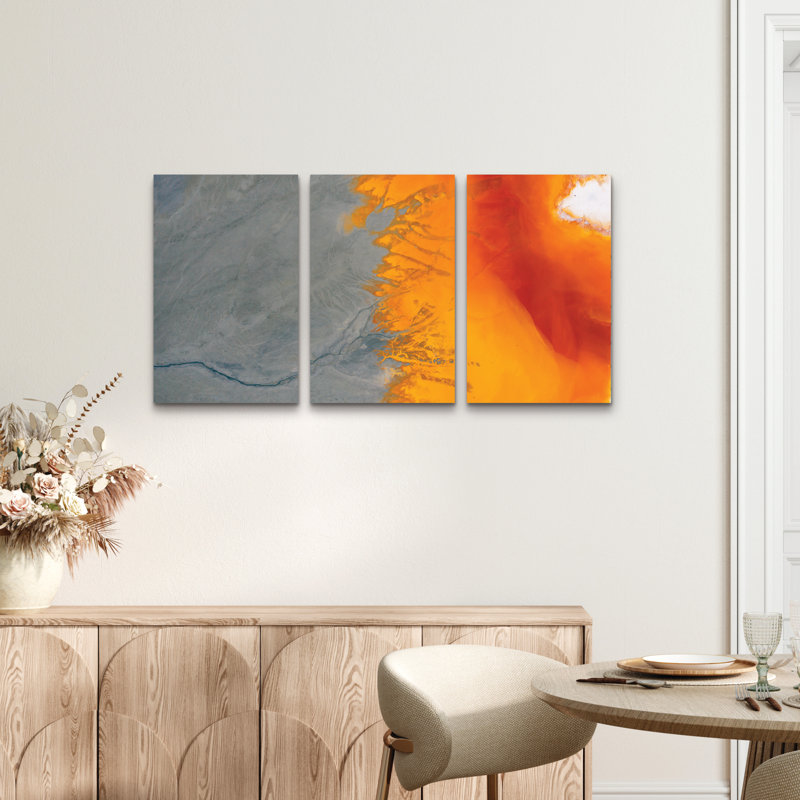 Ensemble de 3 panneaux muraux - Angyalosi Beata «toxicolors», art mural sur toile pour le salon, la chambre ou le bureau 