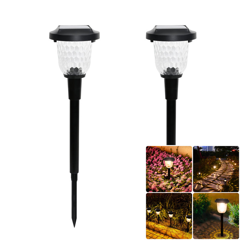Allal Black Solar Powered Metal Pathway Lights Pack
