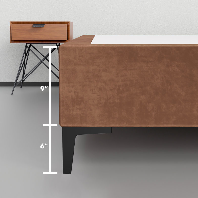 Allondra Upholstered Platform Bed, Full XL, Brown