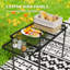 Folding Grill Table, 4.5 ft Portable Camping Table with 2 Wing Panels, Height Adjustable Metal Outdoor Table with Mesh Desktop for Picnic, Beach, BBQ, Party, Black