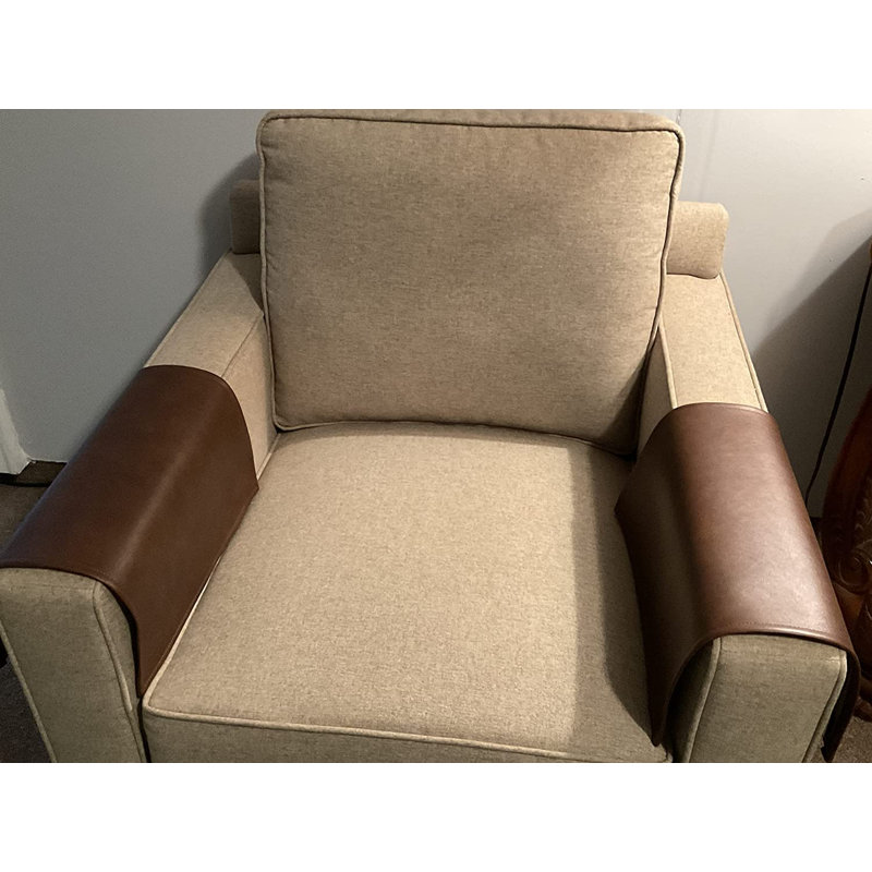 Ensemble de housses d'accoudoirs en vinyle, Simili cuir brun foncé