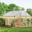 Serre extérieure, cadre en aluminium avec panneaux en polycarbonate, 8 x 12 pi, portes coulissantes et évent de toit réglable, utilisation dans le jardin ou la cour arrière, argent
