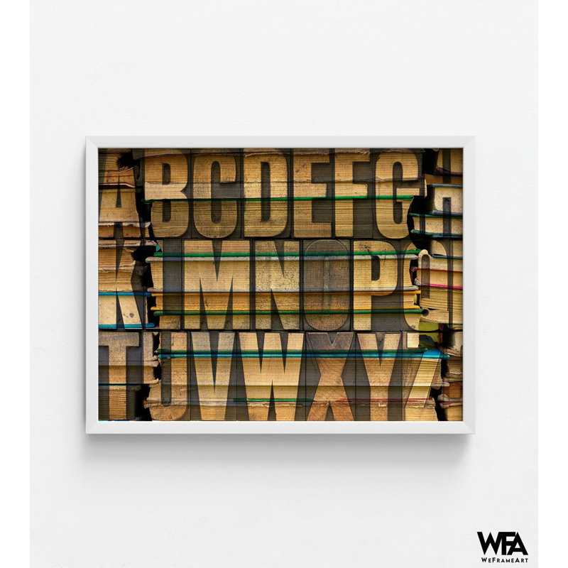 Impression sur bois typographique par Gi Artlab, école Montesory, école Montesory, H 42 po x l 56 po, Blanc