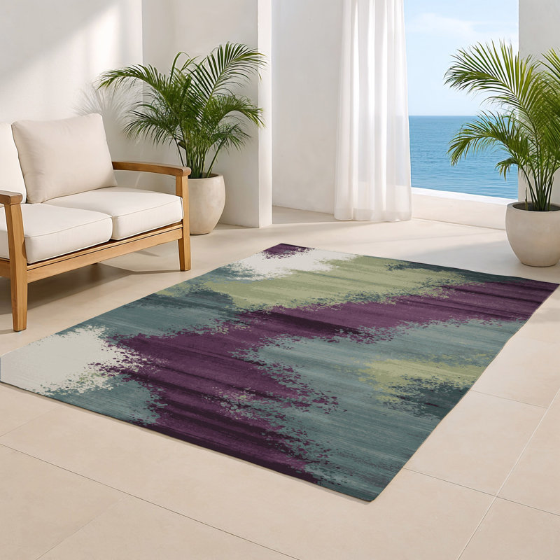 Tapis intérieur et extérieur gris Watercolor, Rectangle 4pi x 6 pi
