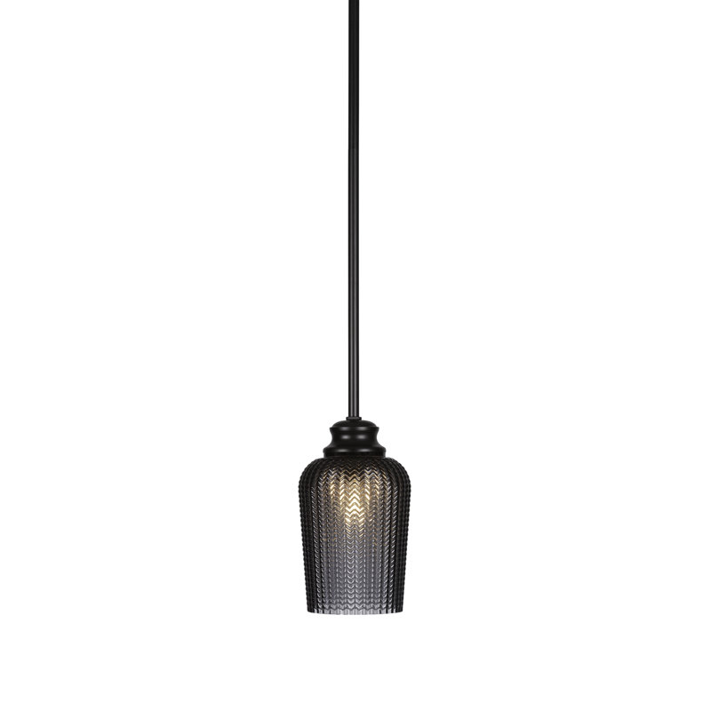 Luminaire suspendu avec tige en verre Cordova 5 po Cordova, Noir mat, Clear