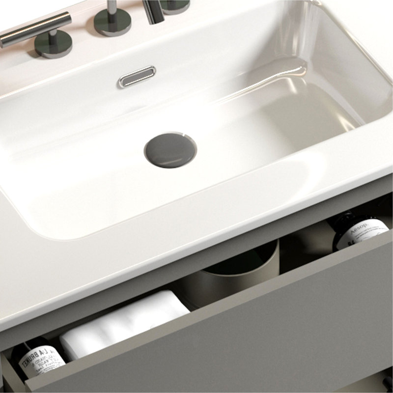 Meuble-lavabo moderne avec rangement fonctionnel et design élégant, Gris