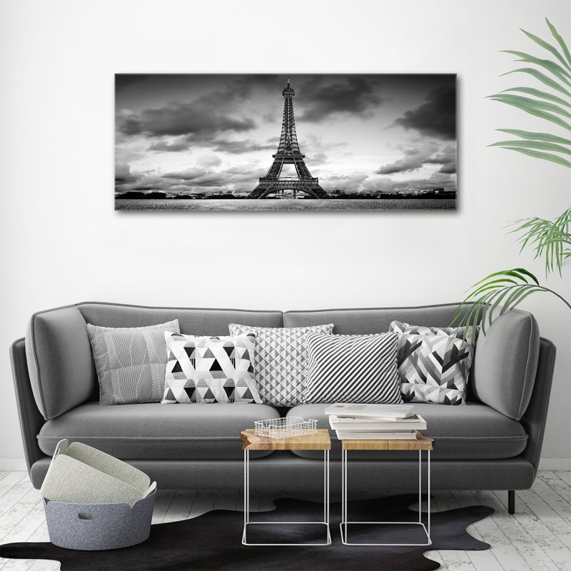 Eiffel Tower Paris 1 Piece Wrapped Canvas Wall Art, 50cm H x 125cm W x 2cm D, Canvas