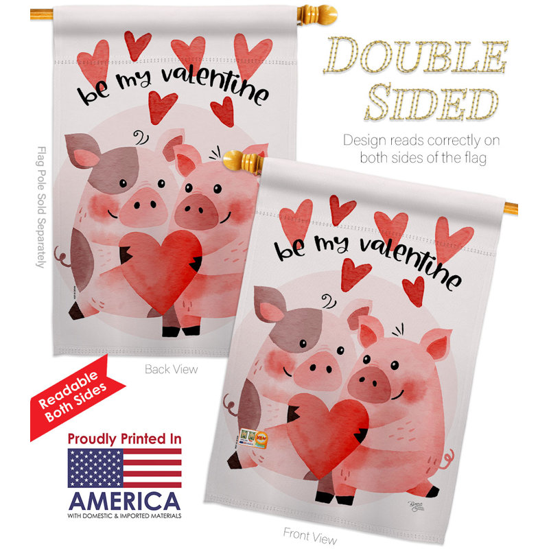 Drapeau de maison 40 x 28 po Valentines Piggy