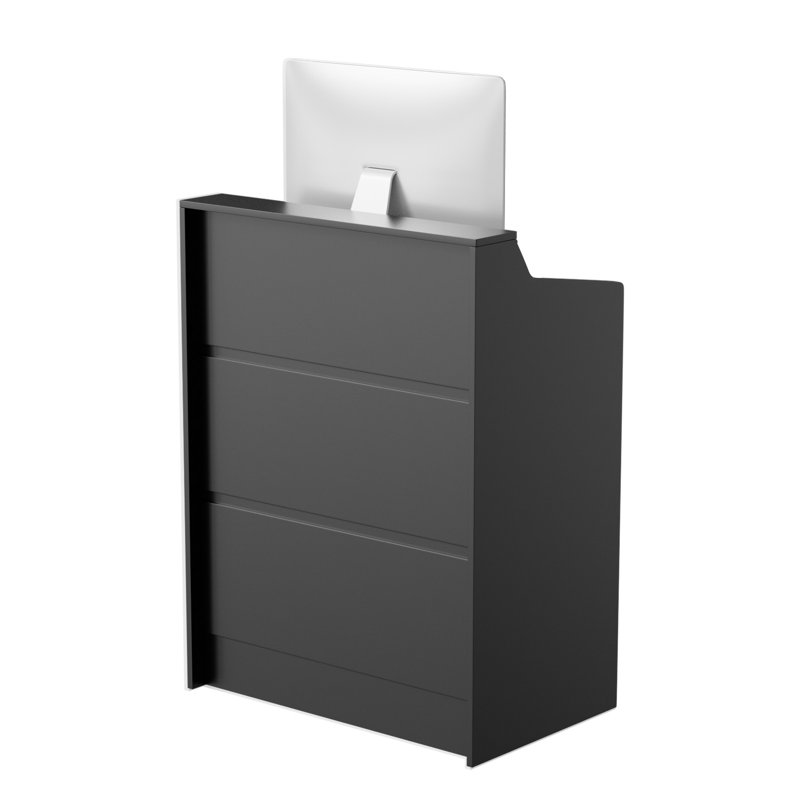 Bureau de réception compact et moderne avec tiroir verrouillable, Noir