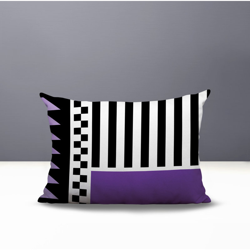 Oreiller rectangulaire réversible intérieur / extérieur Kaleido, Rectangulaire H 18 po x l 25 po, Mauve