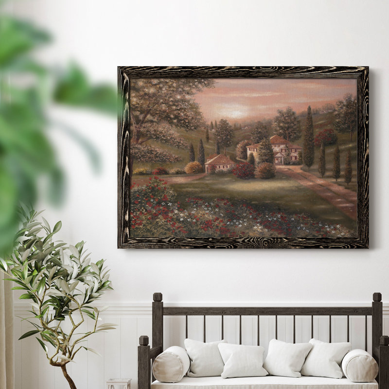 Evening / Tuscany II - Cadre photo, impression sur toile, H 31 po x l 44 po x P 0,75 po, Noir