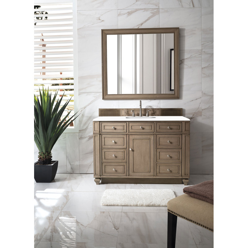 Bristol 48'' W Single Vanity, Ethereal Noctis, 8" Widespread, Whitewashed Walnut