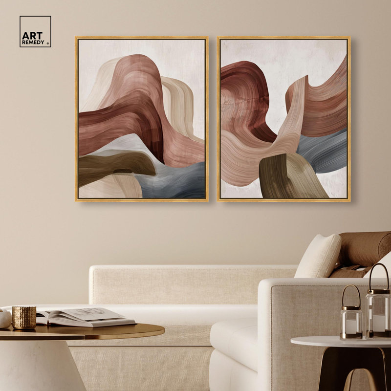 «Desert Petals Harmony», ensemble de 2 décorations murales Boho par Art Remedy, cadre doré, 24 x 30, H 31 po x l 25 po