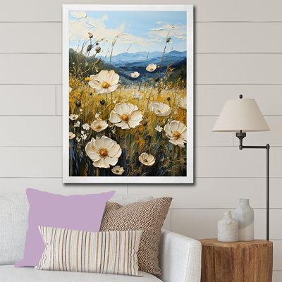 Buttercups Flowers Mountain Landscape sur toile