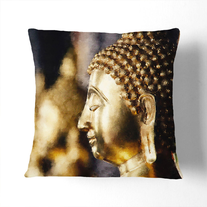 Buddha Statue Vol.5 Painting Square Throw Cushion, Black, 55cm H x 55cm W x 20cm D