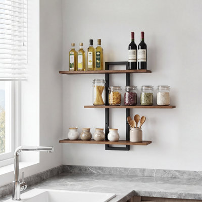 Iron,Wood Floating Shelf