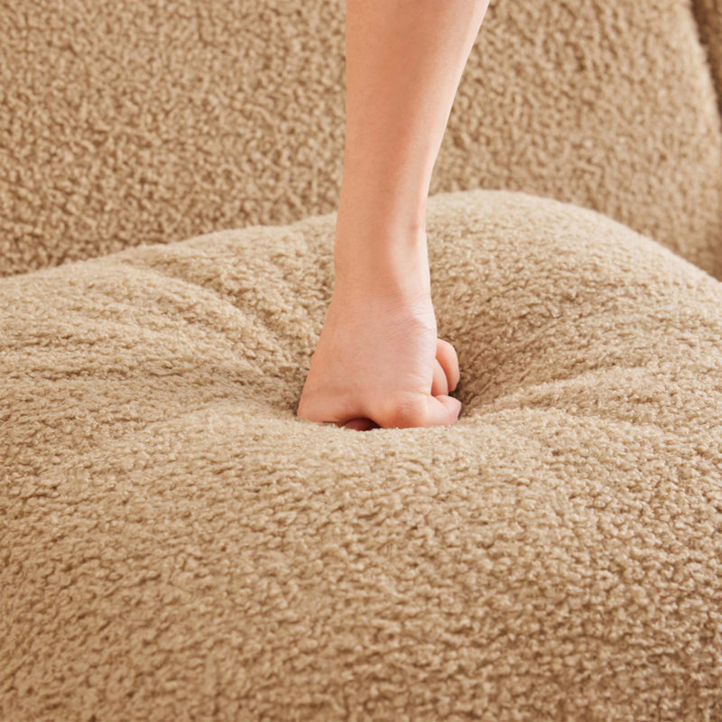 Canapé en forme de L 2 pièces en tissu Teddy, Chameau