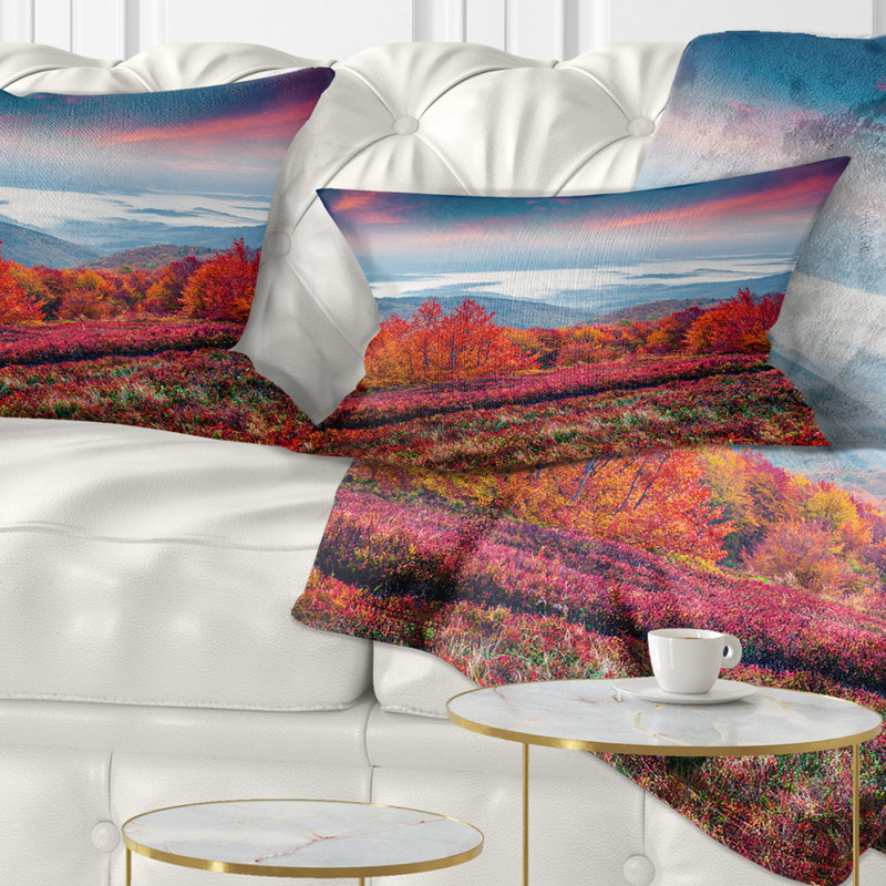 Coussin lombaire imprimé automne dans les Carpates