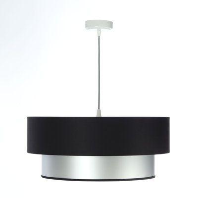 Rivington 1 - Light Black/Silver Drum Pendant