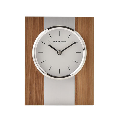Analogue Tabletop Clock in White/Sliver