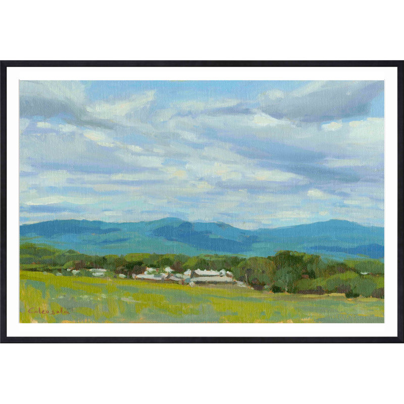 Peinture «Holyoke Range» par Stephen Calcasola - peinture encadrée, Noir, H 20 po x l 30 po