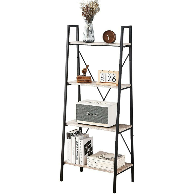 Babs 148cm H x 60cm W Steel Ladder Bookcase, Natural