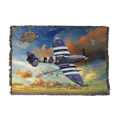 Couverture Pure Country Weavers Spitfire Dog Fight par Larry Grossman - Jeté en tapisserie cadeau tissé en coton - Fabriqué aux États-Unis (50 x 60)