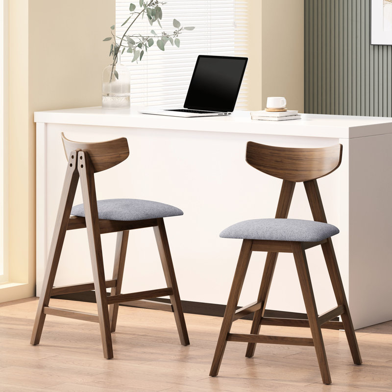 Tabouret de comptoir (2) - Tabouret gris foncé, 2 tabourets en bois d'hévéa
