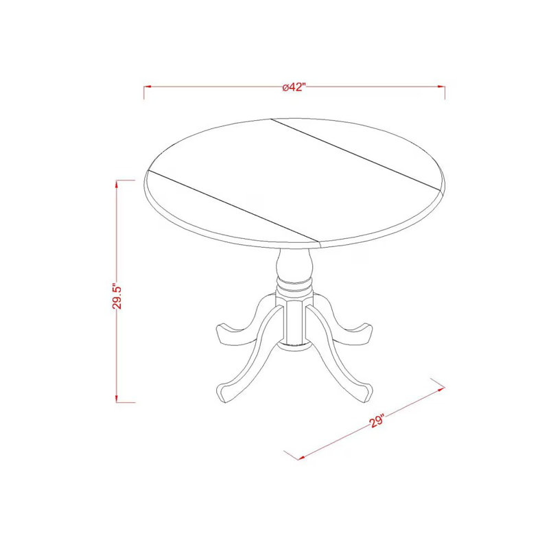 Philipston Kitchen Table - a Round Dining Table Top with Dropleaf & Pedestal Base, 42x42 Inch, Linen White & Oak, Linen White
