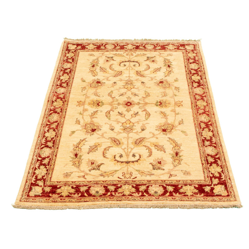 Tapis décoratif en laine de conception unique 4 pi 5 po x 6 pi 8 po Denedra noué à la main New Age