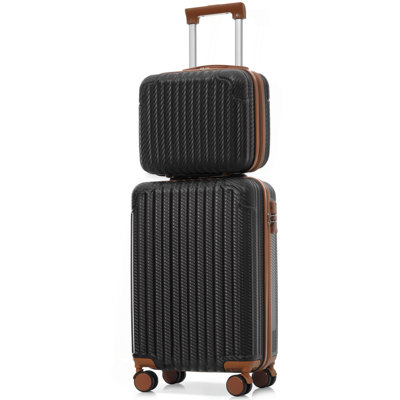 2-Piece Hardshell Luggage Set, Lightweight ABS Suitcase, TSA Lock & 360° Spinner Wheels, 20'' Carry On + 14'' Cosmetic Case